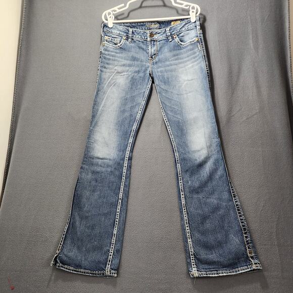 Silver Womens Jeans 32x30 Blue FRANCES 18" Bootcut Stretch Western Y2K Tag 31x31 - Picture 2 of 15